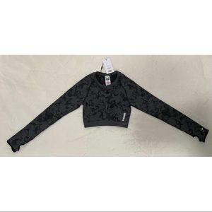 Gymshark Adapt Camo seamless long sleeve crop top, color Black